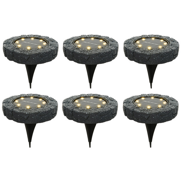 Lumineo Solar grondspot | Lumineo | Ø 11.2 cm | 6 stuks (8 leds, Schemersensor, Steeneffect, Rond)  V170203563 - 1