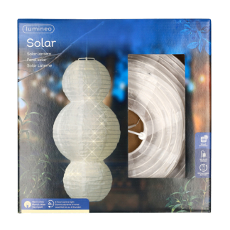 Lumineo Solar lampion | Lumineo | Ø 28 x 58 cm (Led, Schemersensor, Wit, Nylon) 898723 K170105541 - 3
