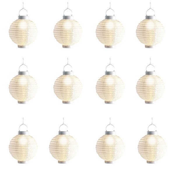 Lumineo Solar lampion | Lumineo | Safi | Ø 20 x 23 cm | 12 stuks (LED, Schemersensor, Warm wit, Nylon)  W170203530 - 1