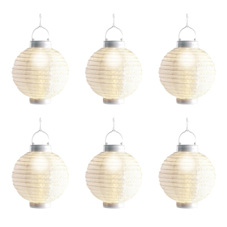 Solar lampion | Lumineo | Safi | 20 x 23 cm | 6 stuks (LED, Schemersensor, Warm wit, Nylon)