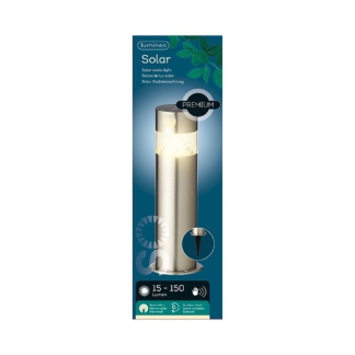 Lumineo Solar sokkellamp | Lumineo | Zaragoza | 30 cm (Led, Schemersensor, Bewegingssensor, RVS) 895207 K170202847 - 3