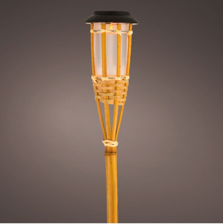 Lumineo Solar tuinfakkel | Lumineo | 54 cm (Led, Schemersensor, Vlameffect, Bamboe) 894756 K170203566 - 2