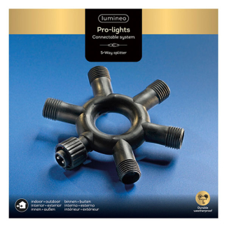 Lumineo Splitter koppelbare kerstverlichting | Lumineo | Pro-Lights | Ø 10 cm (5-weg, Zwart, Buiten) 493703 K151200130 - 2