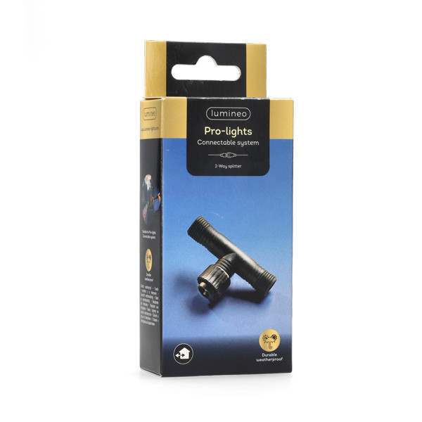 Lumineo Splitter koppelbare kerstverlichting | Lumineo | Pro-lights | 6 x 4.5 cm (2-weg, Zwart, Buiten) 493701 K151200128 - 3