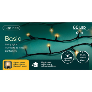 Lumineo Standaard kerstverlichting | 11 meter | Lumineo (80 leds, Binnen/Buiten, Extra warm wit, Timer, Dimmer) 494333 K151000507 - 9