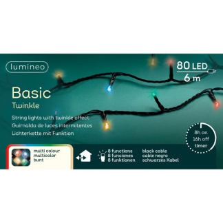 Lumineo Standaard kerstverlichting | 11 meter | Lumineo (80 leds, Binnen/Buiten, Gekleurd, Timer, Twinkelen) 494116 K151200064 - 5
