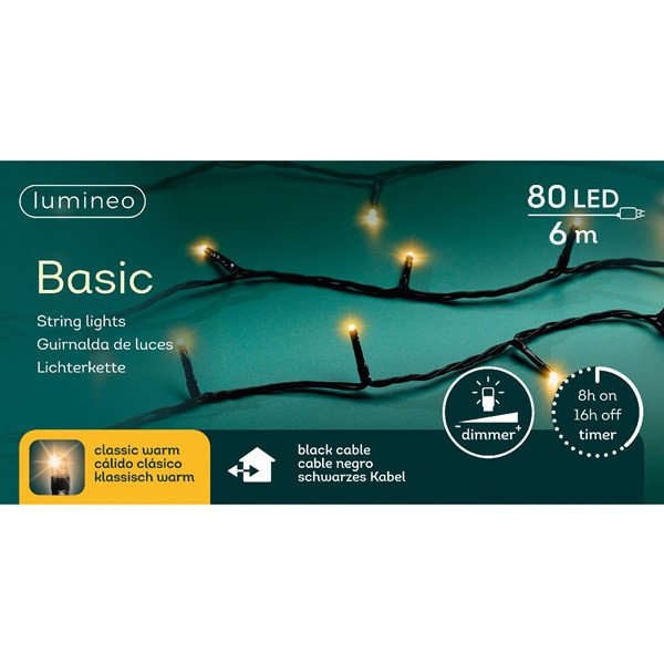 Lumineo Standaard kerstverlichting | 11 meter | Lumineo (80 leds, Timer, Dimmer, Binnen/Buiten, Extra warm wit) 494333 K151000507 - 9