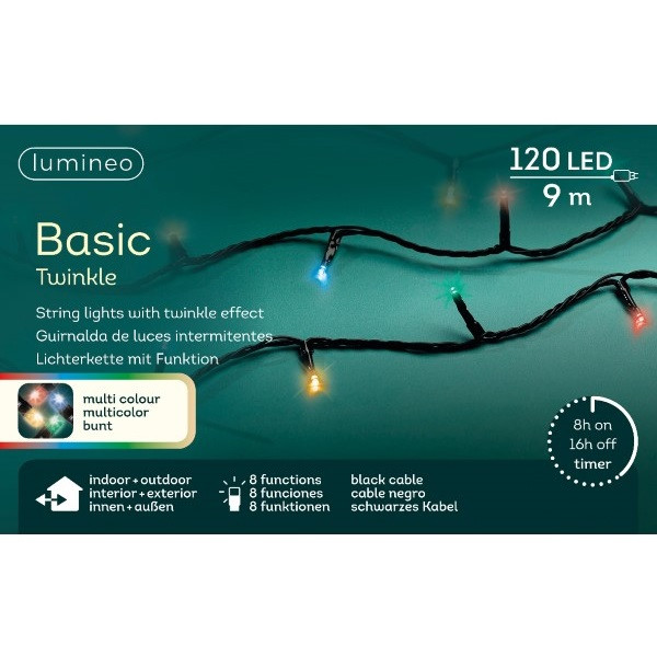Lumineo Standaard kerstverlichting | 14 meter | Lumineo (120 leds, 8 lichtfuncties, Timer, Binnen/Buiten, Gekleurd) 494121 K151200065 - 5