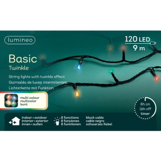 Lumineo Standaard kerstverlichting | 14 meter | Lumineo (120 leds, Binnen/Buiten, Gekleurd, Timer, Twinkelen) 494121 K151200065 - 5