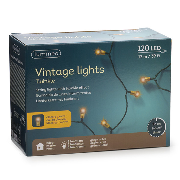 Lumineo Standaard kerstverlichting | 17 meter | Lumineo (120 leds, 8 lichtfuncties, Timer, Binnen, Warm wit, Timer) 489562 K151200060 - 5