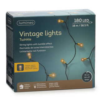 Lumineo Standaard kerstverlichting | 23 meter | Lumineo (180 leds, Twinkelen, Binnen/Buiten, Warm wit, Timer, Groen) 489565 K151200061 - 5