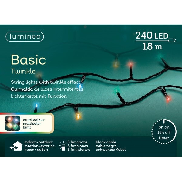 Lumineo Standaard kerstverlichting | 23 meter | Lumineo (240 leds, 8 lichtfuncties, Timer, Binnen/Buiten, Gekleurd) 494155 K151200066 - 5