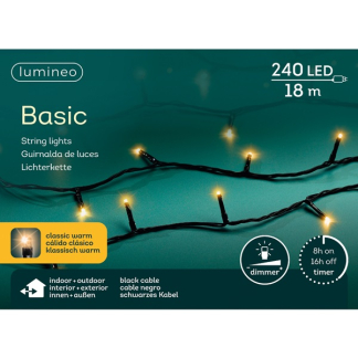 Lumineo Standaard kerstverlichting | 23 meter | Lumineo (240 leds, Binnen/Buiten, Extra warm wit, Timer, Dimmer) 494336 K151000509 - 9