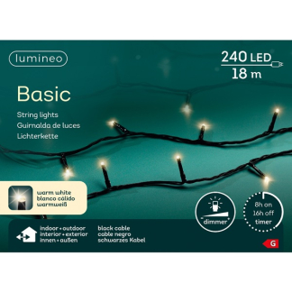 Lumineo Standaard kerstverlichting | 23 meter | Lumineo (240 leds, Binnen/Buiten, Warm wit, Timer, Dimmer) 494261 K151000503 - 8