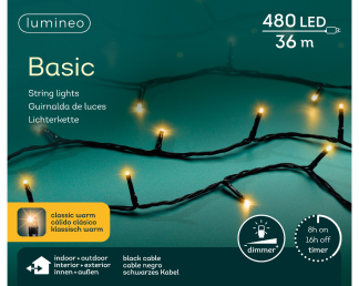 Lumineo Standaard kerstverlichting | 41 meter | Lumineo (480 LEDs, Binnen/Buiten, Extra warm wit, Timer, Dimmer) 494338 K151000510 - 