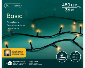 Lumineo Standaard kerstverlichting | 41 meter | Lumineo (480 leds, Binnen/Buiten, Extra warm wit, Timer, Dimmer) 494338 K151000510 - 9