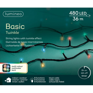 Lumineo Standaard kerstverlichting | 41 meter | Lumineo (480 leds, Binnen/Buiten, Gekleurd, Timer, Twinkelen) 494187 K151200067 - 5