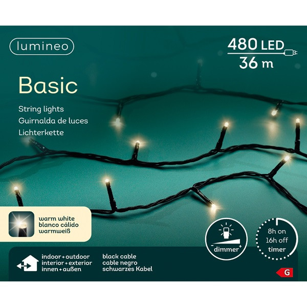 Lumineo Standaard kerstverlichting | 41 meter | Lumineo (480 leds, Timer, Dimmer, Binnen/Buiten, Warm wit) 494269 K151000504 - 7
