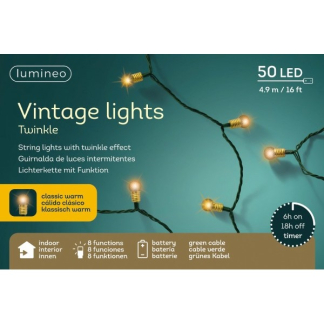 Lumineo Standaard kerstverlichting | 5.4 meter | Lumineo (50 leds, Batterijen, Binnen/Buiten, Warm wit, Timer, Dimmer, Groen) 488833 K151200059 - 3