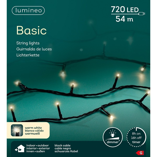 Lumineo Standaard kerstverlichting | 57 meter | Lumineo (720 leds, Timer, Dimmer, Binnen/Buiten, Warm wit) 494235 K151000505 - 7