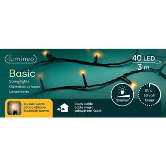 Lumineo Standaard kerstverlichting | 8 meter | Lumineo (40 leds, Binnen/Buiten, Extra warm wit, Timer, Dimmer) 494332 K151000506 - 9