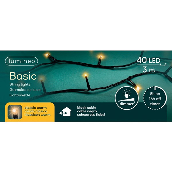 Lumineo Standaard kerstverlichting | 8 meter | Lumineo (40 leds, Timer, Dimmer, Binnen/Buiten, Extra warm wit) 494332 K151000506 - 9