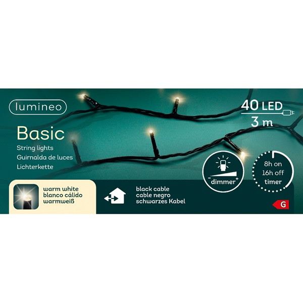 Lumineo Standaard kerstverlichting | 8 meter | Lumineo (40 leds, Timer, Dimmer, Binnen/Buiten, Warm wit) 494241 K151000500 - 7