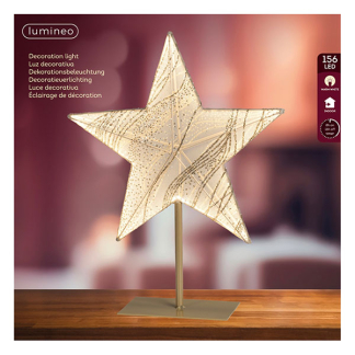 Lumineo Ster op voet | Lumineo | 13 x 38 x 50 cm (156 leds, Warm wit, Binnen, Timer, Stof) 481489 K151001774 - 2