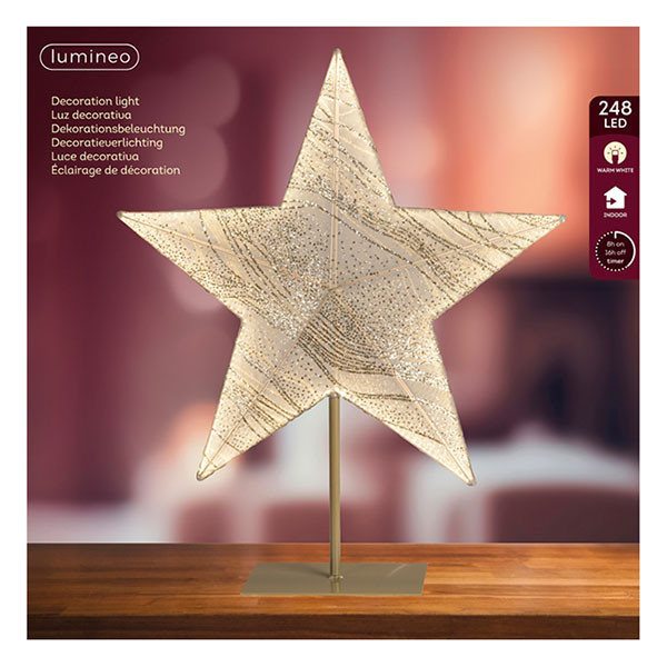 Lumineo Ster op voet | Lumineo | 13 x 58 x 68 cm (248 leds, Warm wit, Binnen, Timer, Stof) 481488 K151001773 - 2