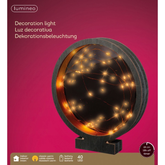Lumineo Tafeldecoratie cirkel | Lumineo | 25 x 27.5 cm (40 Micro LEDs, Timer, Binnen) 487124 K150304010 - 