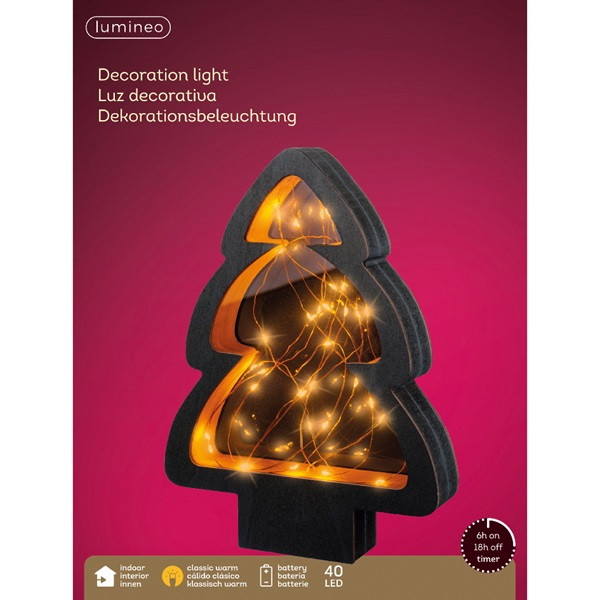 Lumineo Tafeldecoratie kerstboom | Lumineo | 21 x 28 cm (40 micro leds, Timer, Binnen) 487130 K150303998 - 6
