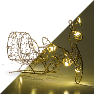 Lumineo Tafeldecoratie rendier met slee | Lumineo | 19 x 13 cm (10 Micro leds, Binnen) 486650 K151000665 - 1