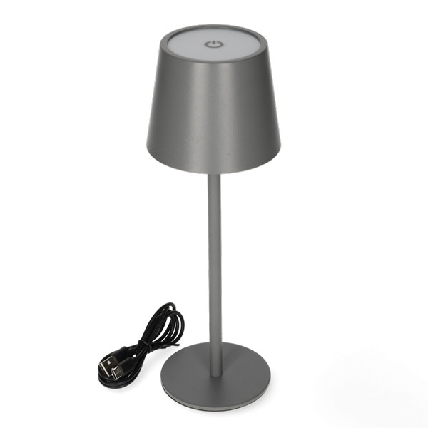 Lumineo Tafellamp | Lumineo | Ø 9 x 27 cm (Led, 50 lm, Oplaadbaar, Aanpasbare kleurtemperatuur, USB C, Metaal, Grijs) 892103 K170105524 - 3