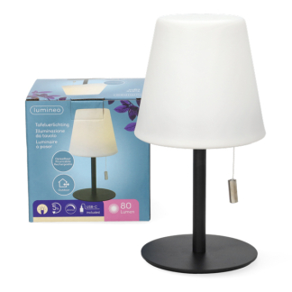 Lumineo Tafellamp buiten | Lumineo | Ø 10 x 20 cm (Led, 63-153 lm, Oplaadbaar, Warm wit, USB C, Metaal, Zwart) 892310 K170105529 - 4