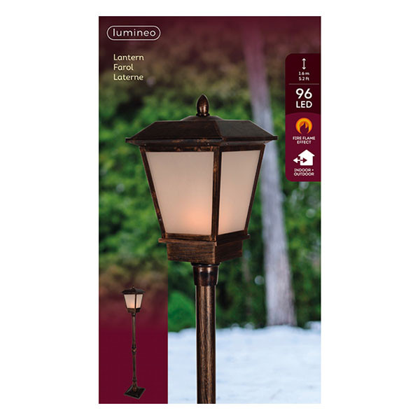 Lumineo Tuinlantaarn | Lumineo | 25 x 25 x 160 cm (96 leds, Vlameffect, Netstroom, Warm wit, Messing, Binnen/Buiten) 480973 K151001761 - 2