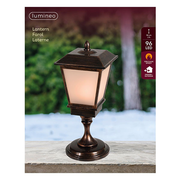 Lumineo Tuinlantaarn | Lumineo | 25 x 25 x 57.6 cm (96 leds, Vlameffect, Netstroom, Warm wit, Messing, Binnen/Buiten) 480971 K151001760 - 2
