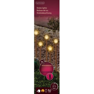 Lumineo Tuinsteker kerst | Lumineo | 8 stuks (8 leds, 210 x 20 cm, Bol, Twinkelend, Timer, Batterijen) 490209 K151200080 - 3