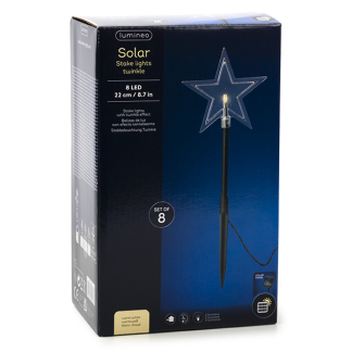 Lumineo Tuinsteker op zonne-energie | Lumineo | 8 stuks (8 leds, 210 x 1.5 x 24 cm, Schemersensor, Ster, Twinkelend, Buiten) 496370 K151200086 - 9