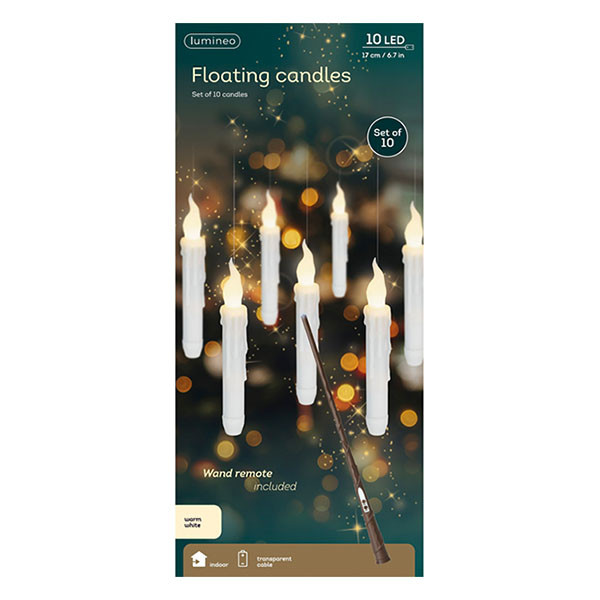 Lumineo Zwevende kaarsen | Lumineo | Set van 10 (Toverstaf afstandsbediening, Binnen, Batterijen, Warm wit licht) 486728 K151001778 - 4