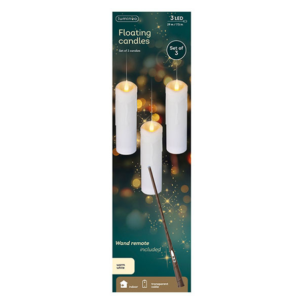 Lumineo Zwevende kaarsen | Lumineo | Set van 3 (Toverstaf afstandsbediening, Binnen, Batterijen, Warm wit licht) 486729 K151001779 - 3