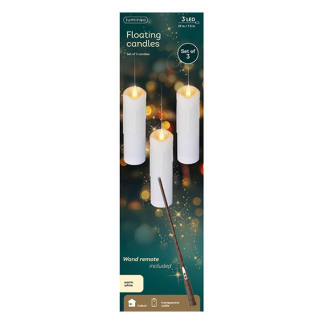Lumineo Zwevende kaarsen | Lumineo | Set van 3 (Toverstaf afstandsbediening, Binnen, Batterijen, Warm wit licht) 486729 K151001779 - 3