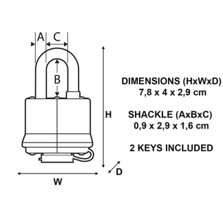 Master Lock Hangslot | Master Lock | 7804EURD | 40 mm (Thermoplastische bescherming) 7804EURD K170404732 - 3