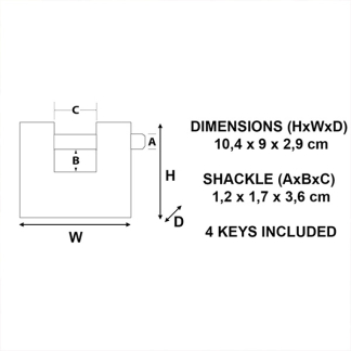 Master Lock Hangslot | Master Lock | 90 mm (Pantser) 690EURD K170404731 - 3