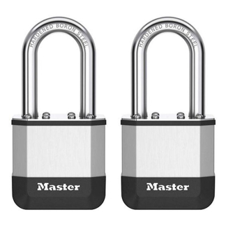 Master Lock Hangslot | Master Lock | Elite Heavy Duty Lock | 2 stuks | 45 mm (Gelamineerd staal, Lange beugel) PK1EURTLF K170404778 - 1