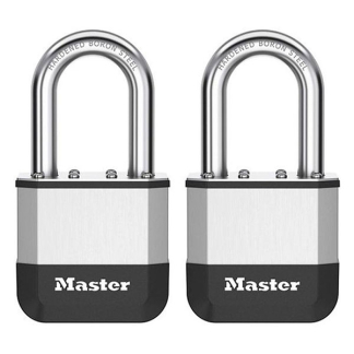 Master Lock Hangslot | Master Lock | Elite Heavy Duty Lock | 2 stuks | 52 mm (Gelamineerd staal, Lange beugel) PK5EURTLF K170404785 - 1