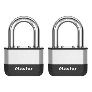 Master Lock Hangslot | Master Lock | Elite Heavy Duty Lock | 2 stuks | 67 mm (Gelamineerd staal, Lange beugel) PK15EURTLF K170404788 - 1