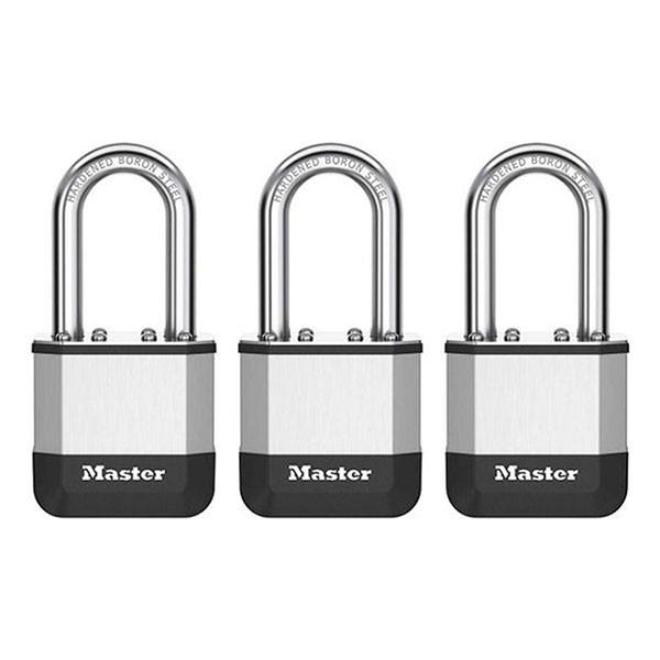Master Lock Hangslot | Master Lock | Elite Heavy Duty Lock | 3 stuks | 45 mm (Gelamineerd staal, Lange beugel) PK1EURTRILF K170404780 - 1
