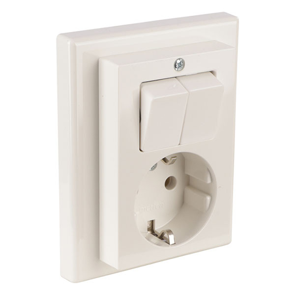 Merten Stopcontact met schakelaar | Merten | System M (Inbouw, Randaarde, Serie, Wit) 58.104.60 K180107969 - 1