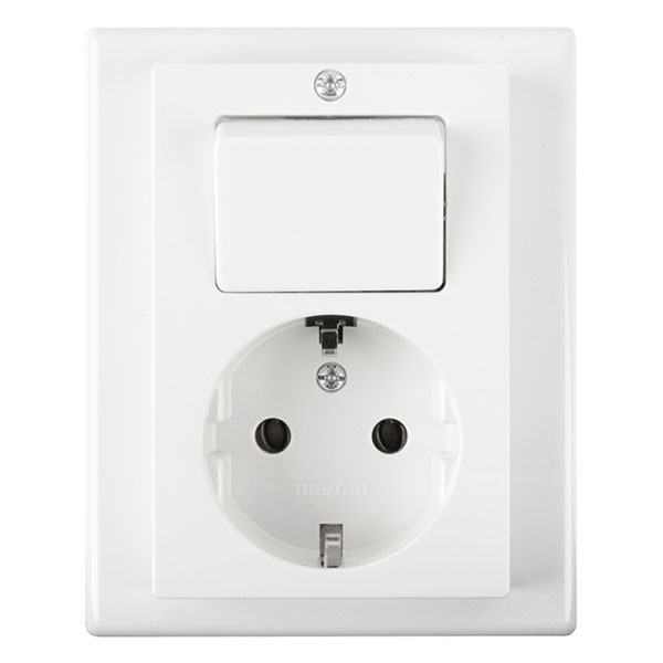 Merten Stopcontact met schakelaar | Merten | System M (Inbouw, Randaarde, Wissel, Wit) 58.104.68 K180107970 - 1