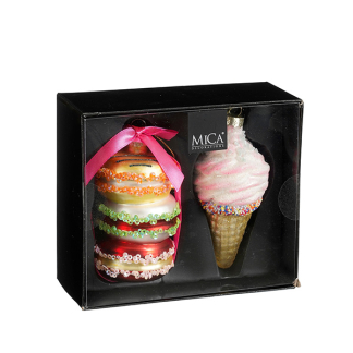 Mica Decorations Dessert kerst ornament | Mica Decorations | Set van 2 (Glas) 1180088 K151000867